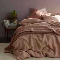 Premium Breathable Washed Linen Solid Pillowcase Set - Light Clay, Standard,Light Clay