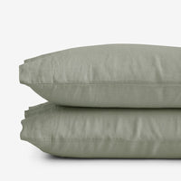 Premium Breathable Washed Linen Solid Pillowcase Set - Moss Green, Standard,Moss Green