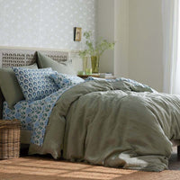 Premium Breathable Washed Linen Solid Pillowcase Set - Moss Green, Standard,Moss Green