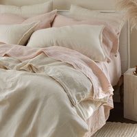 Premium Breathable Washed Linen Solid Pillowcase Set - Parchment, Standard,Parchment