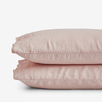 Premium Breathable Washed Linen Solid Pillowcase Set - Rose Smoke, Standard,Rose Smoke