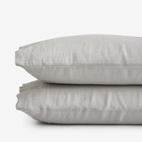 Premium Breathable Washed Linen Solid Pillowcase Set - Light Gray, Standard,Light Gray