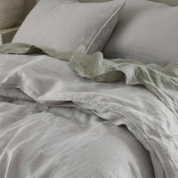 Premium Breathable Washed Linen Solid Pillowcase Set - Light Gray, Standard,Light Gray