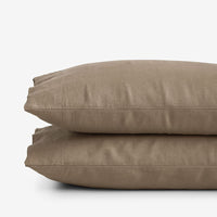 Premium Breathable Washed Linen Solid Pillowcase Set - Pine Bark, Standard,Pine Bark