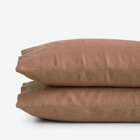 Premium Breathable Washed Linen Solid Pillowcase Set - Terracotta, Standard,Terracotta