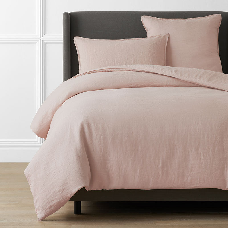 Premium Breathable Washed Linen Solid Duvet Cover - Rose Smoke, Twin/Twin XL,Rose Smoke