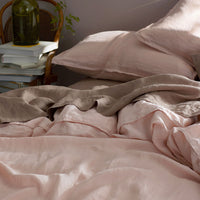 Premium Breathable Washed Linen Solid Duvet Cover - Rose Smoke, Twin/Twin XL,Rose Smoke