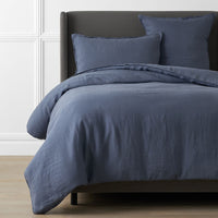 Premium Breathable Washed Linen Solid Duvet Cover - Denim Blue, Twin/Twin XL,Denim Blue
