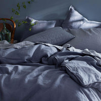 Premium Breathable Washed Linen Solid Duvet Cover - Denim Blue, Twin/Twin XL,Denim Blue
