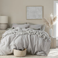 Premium Breathable Washed Linen Solid Duvet Cover - Light Gray, Twin/Twin XL,Light Gray