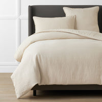 Premium Breathable Washed Linen Solid Duvet Cover - Parchment, Twin/Twin XL,Parchment