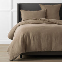 Premium Breathable Washed Linen Solid Duvet Cover - Pine Bark, Twin/Twin XL,Pine Bark