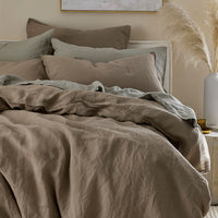 Premium Breathable Washed Linen Solid Duvet Cover - Pine Bark, Twin/Twin XL,Pine Bark