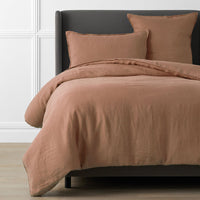 Premium Breathable Washed Linen Solid Duvet Cover - Terracotta, Twin/Twin XL,Terracotta