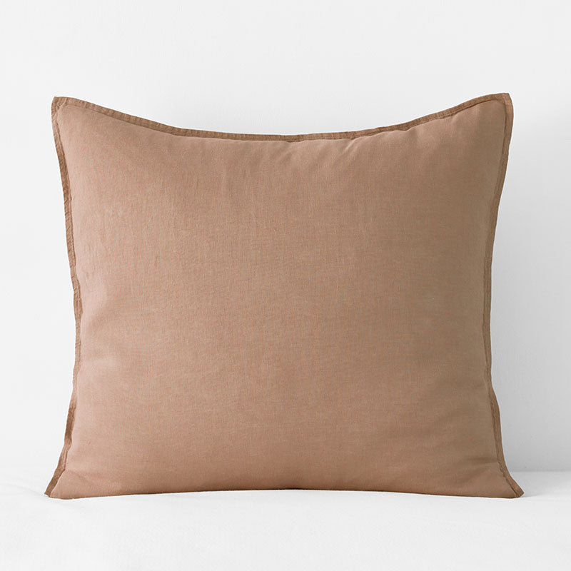 Premium Breathable Washed Linen Solid Sham - Light Clay, Euro,Light Clay