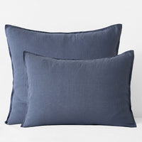 Premium Breathable Washed Linen Solid Sham - Denim Blue, Standard,Denim Blue
