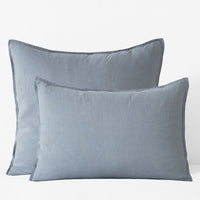 Premium Breathable Washed Linen Solid Sham - Dusty Blue, Standard,Dusty Blue