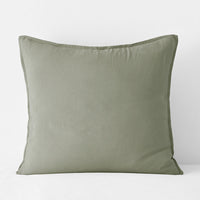 Premium Breathable Washed Linen Solid Sham - Moss Green, Euro,Moss Green