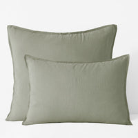 Premium Breathable Washed Linen Solid Sham - Moss Green, Standard,Moss Green