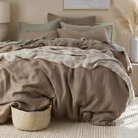 Premium Breathable Washed Linen Solid Sham - Pine Bark, Standard,Pine Bark
