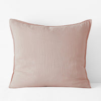 Premium Breathable Washed Linen Solid Sham - Rose Smoke, Euro,Rose Smoke