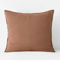 Premium Breathable Washed Linen Solid Sham - Terracotta, Euro,Terracotta