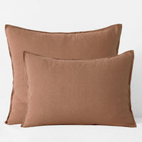 Premium Breathable Washed Linen Solid Sham - Terracotta, Standard,Terracotta