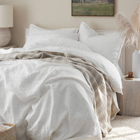 Premium Breathable Washed Linen Solid Sham - White, Standard,White
