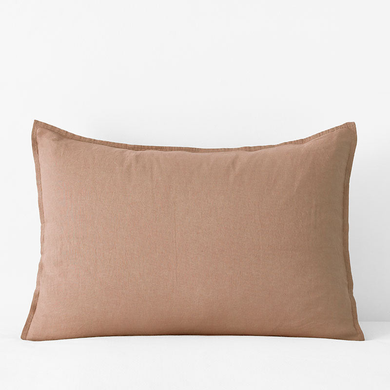 Premium Breathable Washed Linen Solid Sham - Light Clay, Standard,Light Clay