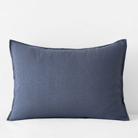 Premium Breathable Washed Linen Solid Sham - Denim Blue, Standard,Denim Blue