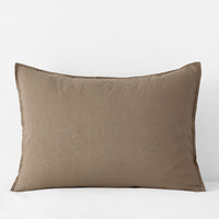 Premium Breathable Washed Linen Solid Sham - Pine Bark, Standard,Pine Bark