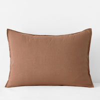Premium Breathable Washed Linen Solid Sham - Terracotta, Standard,Terracotta