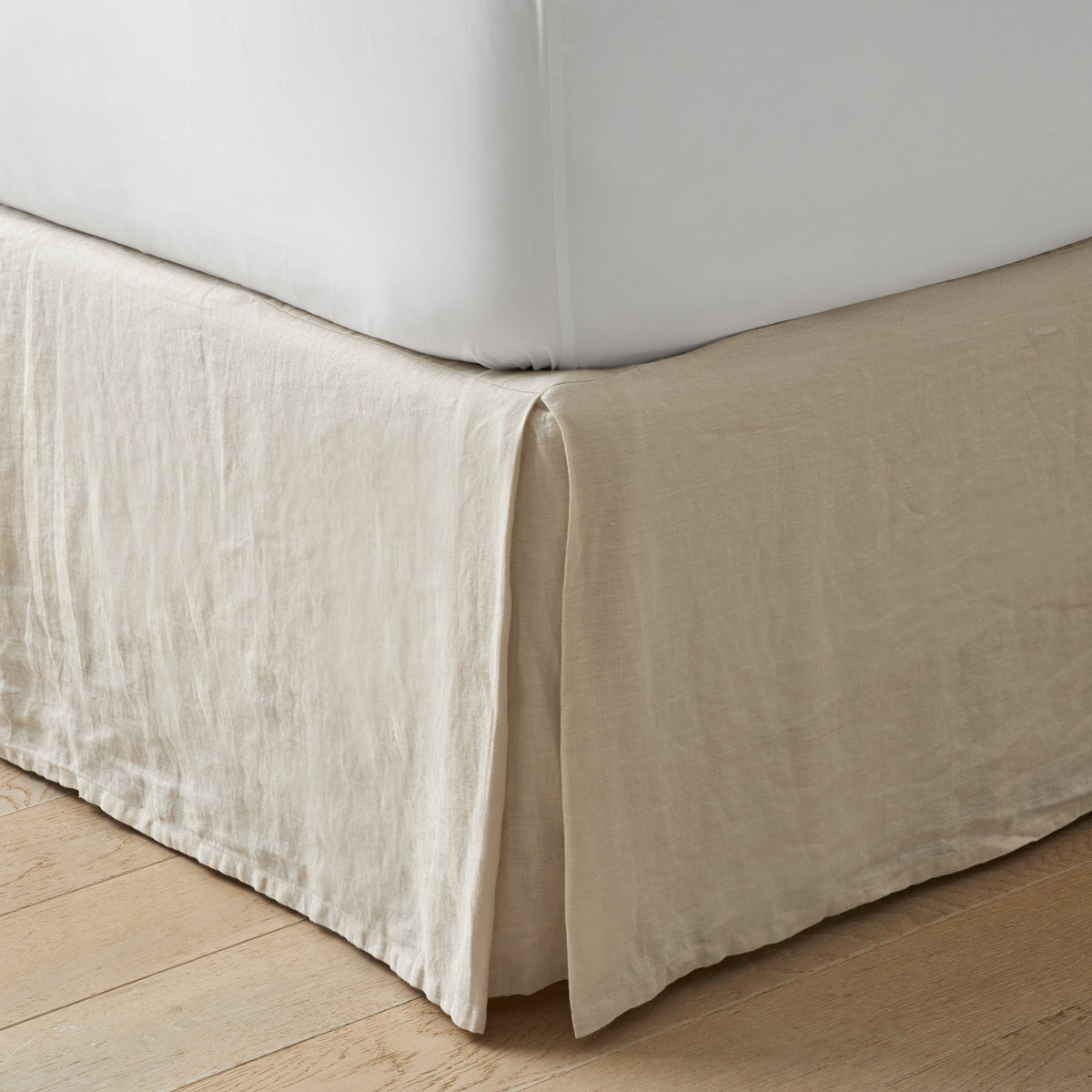 Premium Breathable Washed Linen Solid Bed Skirt - Parchment, Twin,Parchment