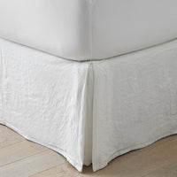 Premium Breathable Washed Linen Solid Bed Skirt - White, Twin,White
