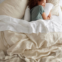 Premium Breathable Washed Linen Solid Bed Sheet Set - Parchment, Twin,Parchment