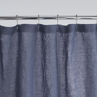 Premium Breathable Washed Linen Solid Shower Curtain - Denim Blue,Denim Blue