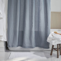 Premium Breathable Washed Linen Solid Shower Curtain - Dusty Blue,Dusty Blue