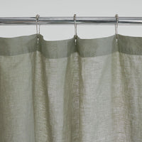 Premium Breathable Washed Linen Solid Shower Curtain - Moss Green,Moss Green