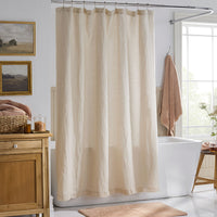 Premium Breathable Washed Linen Solid Shower Curtain - Parchment,Parchment