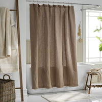 Premium Breathable Washed Linen Solid Shower Curtain - Pine Bark,Pine Bark
