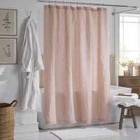Premium Breathable Washed Linen Solid Shower Curtain - Rose Smoke,Rose Smoke