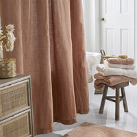 Premium Breathable Washed Linen Solid Shower Curtain - Terracotta,Terracotta