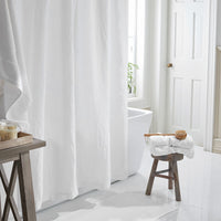Premium Breathable Washed Linen Solid Shower Curtain - White,White
