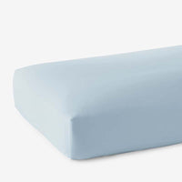 Luxe Smooth Egyptian Cotton Sateen Fitted Bed Sheet - Sky Blue, Twin,Sky Blue