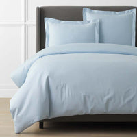 Luxe Smooth Egyptian Cotton Sateen Duvet Cover - Sky Blue, Full/Queen,Sky Blue