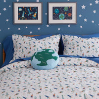 Space Adventure Classic Cool Organic Cotton Percale Pillowcase Set - White Multi, Standard,White Multi