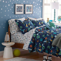 Space Adventure Classic Cool Organic Cotton Percale Comforter Set - White Multi, Twin/Twin XL,White Multi