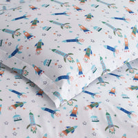 Space Adventure Classic Cool Organic Cotton Percale Comforter Set - White Multi, Twin/Twin XL,White Multi