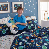 Planets and Rockets Classic Cool Organic Cotton Percale Sham - Navy Multi, Standard,Navy Multi