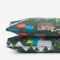 Bear Camp Classic Cool Organic Cotton Percale Pillowcase Set - Green Multi, Standard,Green Multi